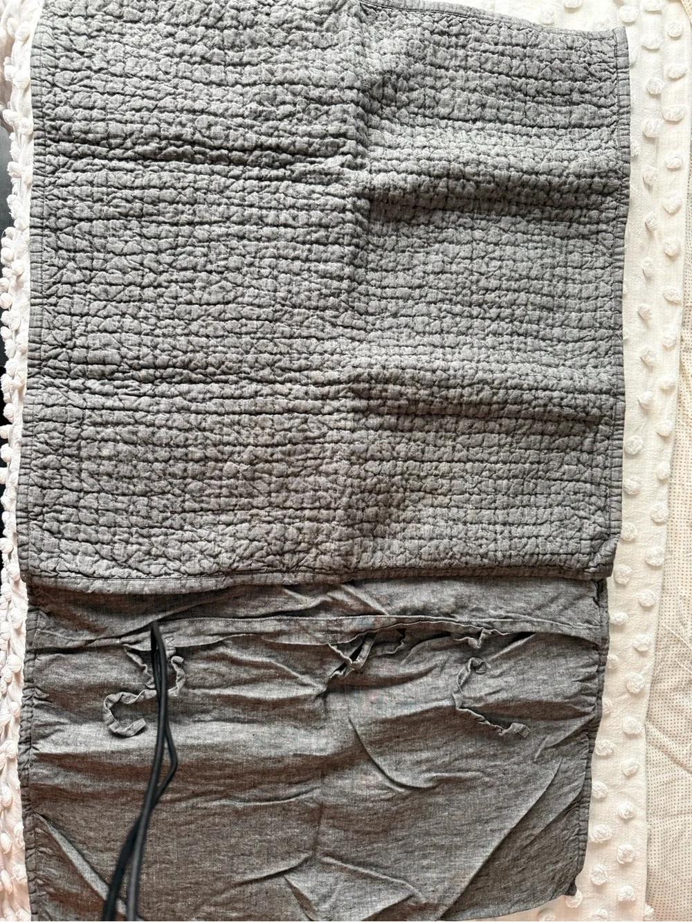 Restoration Hardware Linen Charcoal Gray Quilted Euro Pillow Covers